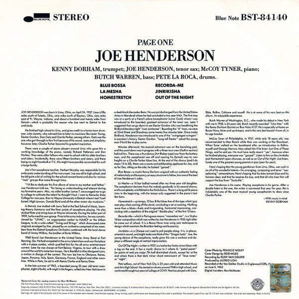 Joe Henderson - Page One (Vinyl, LP, Album, Reissue, Stereo) Near Mint (NM or M-) / Very Good (VG)
