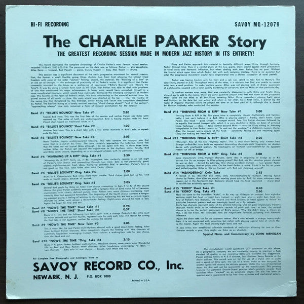 Charlie Parker - The Charlie Parker Story (Vinyl, LP, Album, Repress, Mono) Very Good (VG) / Very Good Plus (VG+)