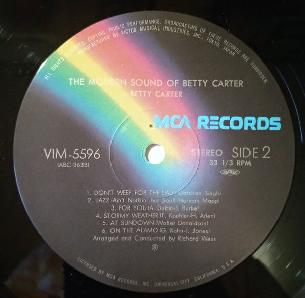 Betty Carter - The Modern Sound of Betty Carter (Vinyl, LP, Stereo) Very Good Plus (VG+) / Very Good Plus (VG+)