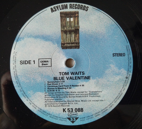 Tom Waits - Blue Valentine (Vinyl, LP, Album, Reissue, Stereo) Very Good Plus (VG+) / Near Mint (NM or M-)