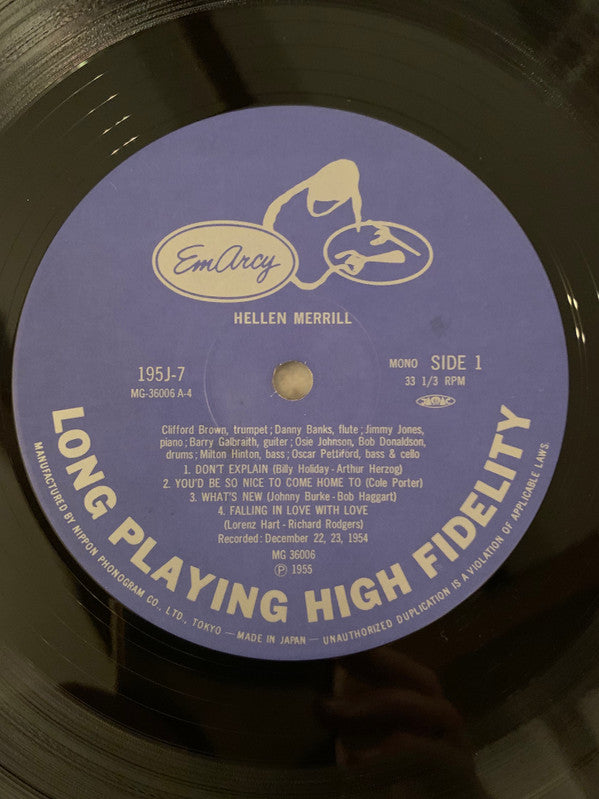 Helen Merrill - Helen Merrill (Vinyl, LP, Album, Misprint, Reissue, Mono) Very Good Plus (VG+) / Very Good Plus (VG+)