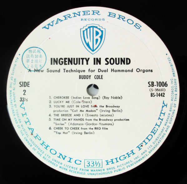 Buddy Cole - Ingenuity In Sound (Vinyl, LP, Stereo) Good Plus (G+) / Good Plus (G+)