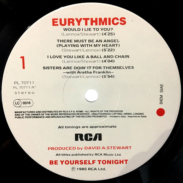 Eurythmics - Be Yourself Tonight (Vinyl, LP, Album) Very Good (VG) / Very Good (VG)