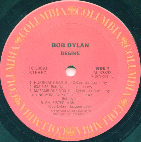 Bob Dylan - Desire (Vinyl, LP, Album, Stereo) Very Good Plus (VG+) / Very Good Plus (VG+)