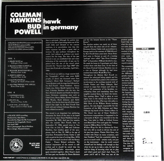 Coleman Hawkins - Hawk In Germany (Vinyl, LP, Album, Reissue, Stereo) Very Good Plus (VG+) / Very Good (VG)
