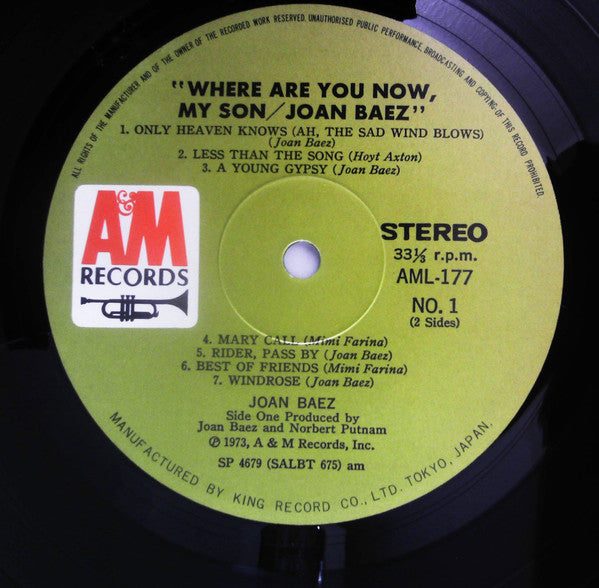 Joan Baez - Where Are You Now, My Son? (Vinyl, LP, Album) Very Good Plus (VG+) / Very Good Plus (VG+)