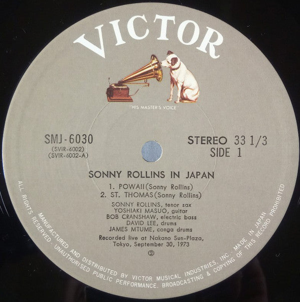 Sonny Rollins - Sonny Rollins In Japan (Vinyl, LP, Album) Very Good Plus (VG+) / Very Good (VG)