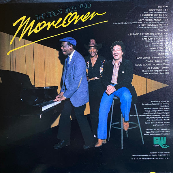The Great Jazz Trio - Moreover (Vinyl, LP, Album, Stereo) Near Mint (NM or M-) / Very Good Plus (VG+)