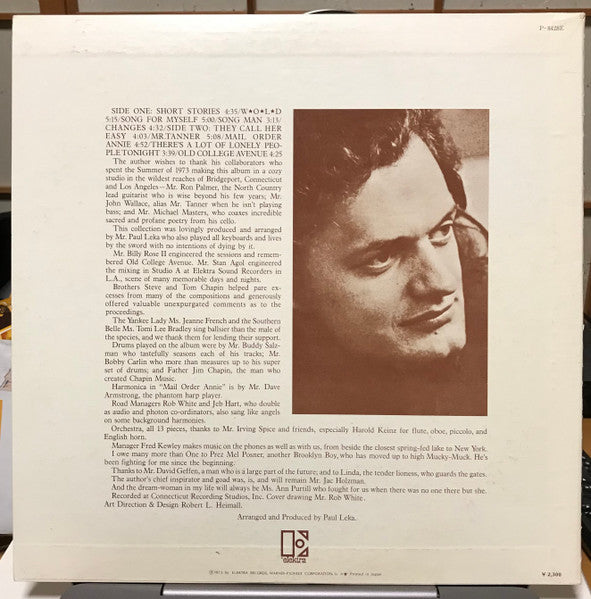 Harry Chapin - Short Stories (Vinyl, LP, Album, Promo, Stereo) Very Good Plus (VG+) / Good Plus (G+)