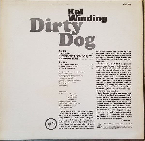 Kai Winding - Dirty Dog (Vinyl, LP, Album, Stereo) Very Good Plus (VG+) / Very Good Plus (VG+)