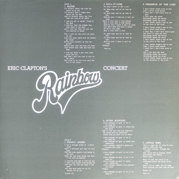 Eric Clapton - Eric Clapton's Rainbow Concert (Vinyl, LP, Album)