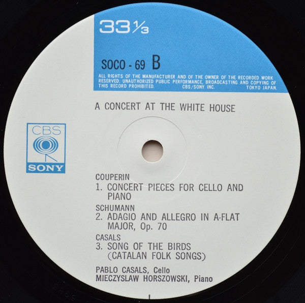 Pablo Casals - Casals: White House Concert/ A Living Portrait In His Own Words (2xVinyl, LP, Mono) Very Good Plus (VG+) / Very Good (VG)