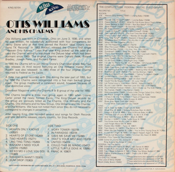 Otis Williams & The Charms - 16 Hits - Contains All Their Greatest Hits (Vinyl, LP, Compilation, Mono) Good Plus (G+) / Good Plus (G+)