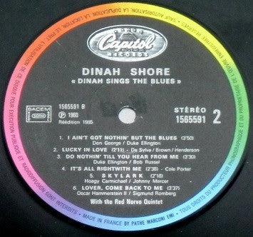 Dinah Shore - Dinah Sings Some Blues With Red (Vinyl, LP, Album, Reissue) Good Plus (G+) / Very Good (VG)