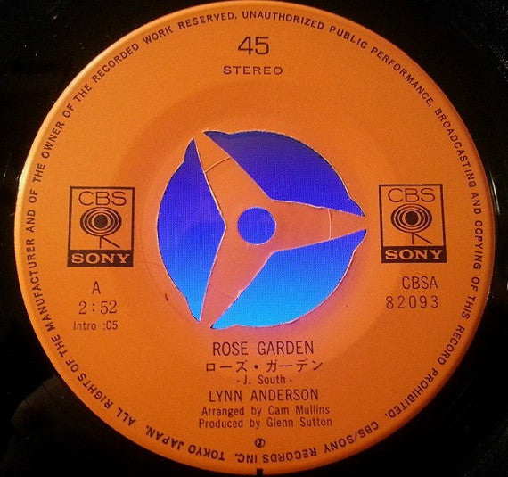 Lynn Anderson - Rose Garden / Sunday Morning Coming Down (Vinyl, 7", Single, 45 RPM) Very Good Plus (VG+) / Very Good Plus (VG+)