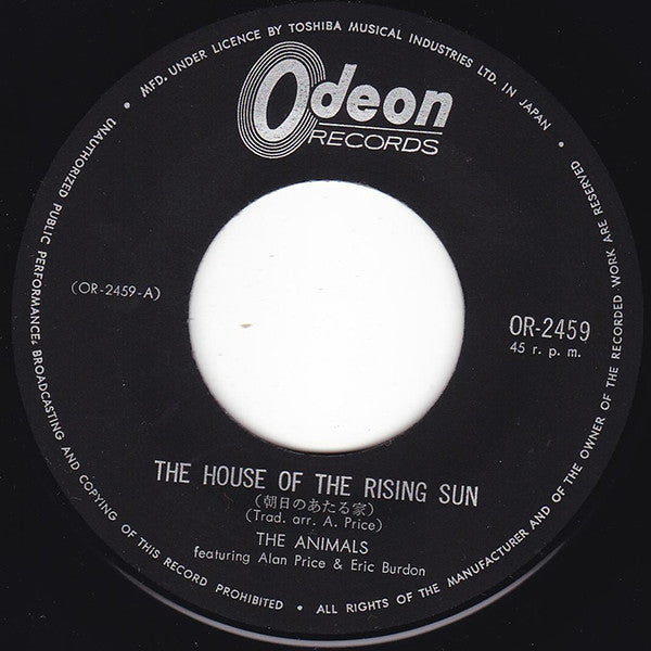 The Animals - The House Of The Rising Sun (Vinyl, 7", 45 RPM) Very Good Plus (VG+) / Very Good Plus (VG+)