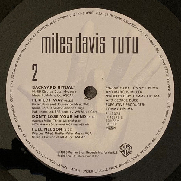 Miles Davis - Tutu (Vinyl, LP, Album) Very Good Plus (VG+) / Very Good Plus (VG+)