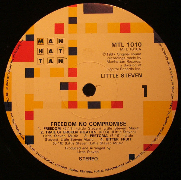 Little Steven - Freedom No Compromise (Vinyl, LP, Album, Stereo) Very Good (VG) / Very Good Plus (VG+)