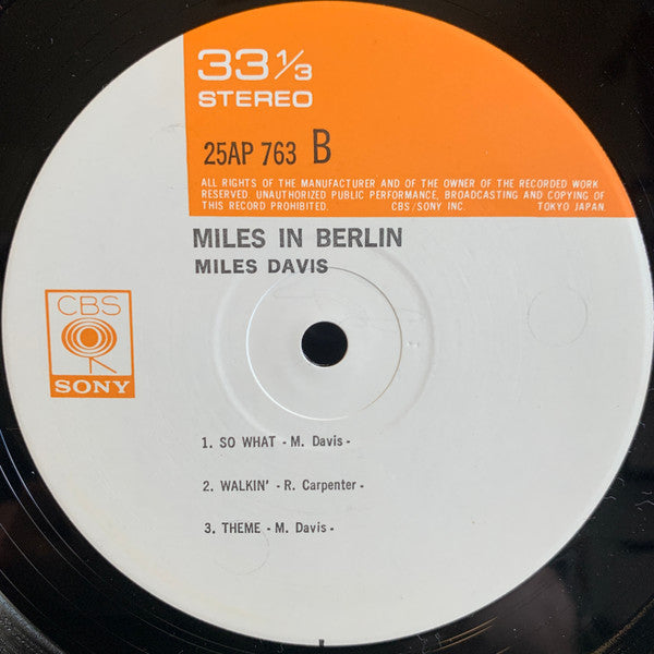 Miles Davis - Miles In Berlin (Vinyl, LP, Album, Reissue, Stereo) Very Good Plus (VG+) / Very Good Plus (VG+)