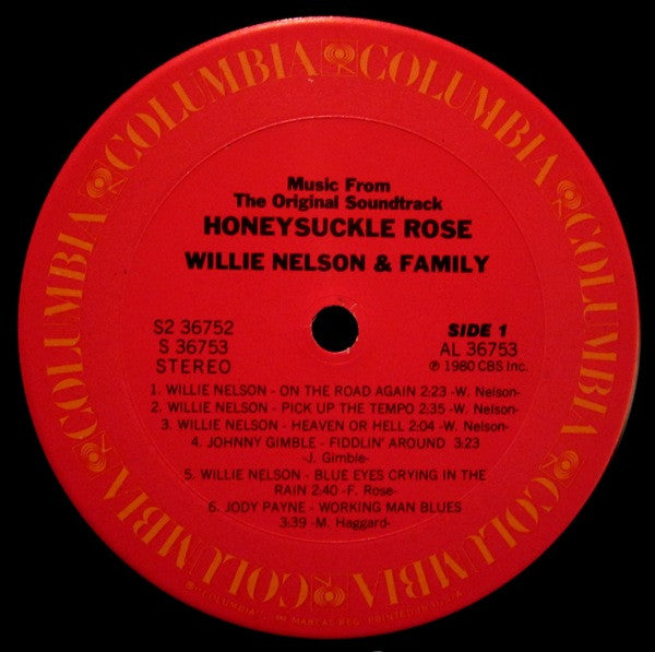 Willie Nelson & Family - Honeysuckle Rose (Music From The Original Soundtrack) (2xVinyl, LP, Album) Very Good (VG) / Very Good (VG)