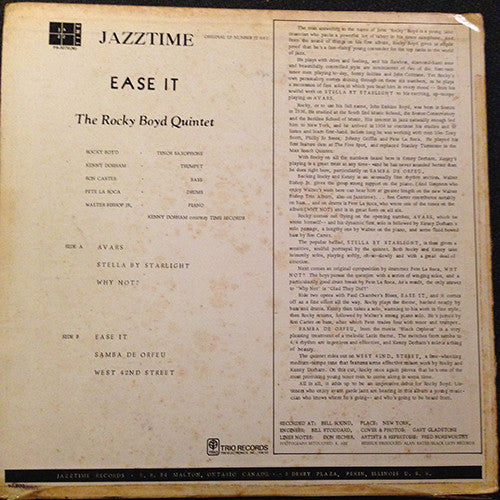 The Rocky Boyd Quintet - Ease It (Vinyl, LP, Album, Reissue, Mono) Very Good (VG) / Very Good (VG)