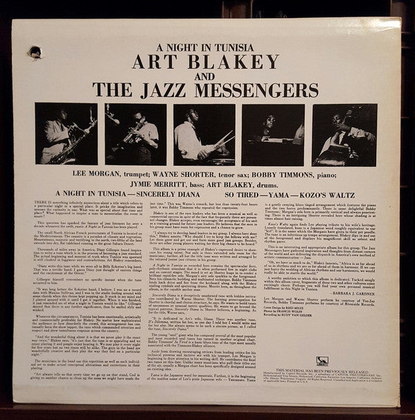 Art Blakey & The Jazz Messengers - A Night In Tunisia (Vinyl, LP, Album, Reissue, Stereo) Very Good Plus (VG+) / Very Good (VG)