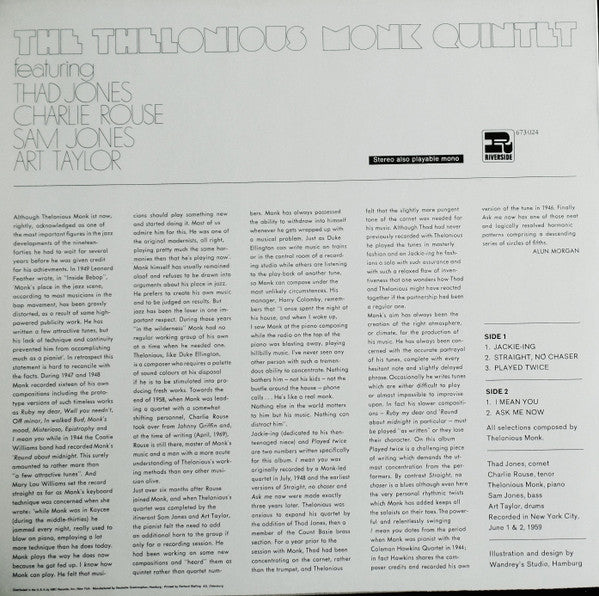 The Thelonious Monk Quintet - The Thelonious Monk Quintet (Vinyl, LP, Album, Reissue) Very Good (VG) / Good Plus (G+)