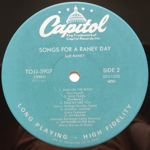 Sue Raney - Songs For A Raney Day (Vinyl, LP, Album, Reissue, Stereo) Very Good Plus (VG+) / Very Good Plus (VG+)