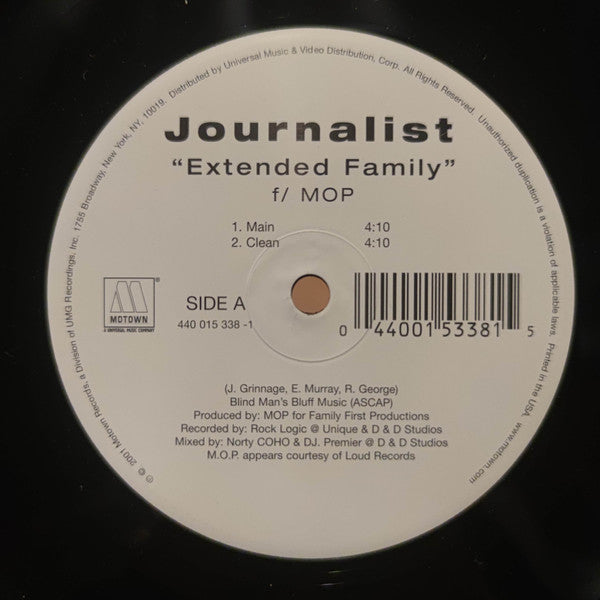 Journalist - Extended Family (Vinyl, 12", 33 ⅓ RPM) Very Good Plus (VG+) / Very Good Plus (VG+)