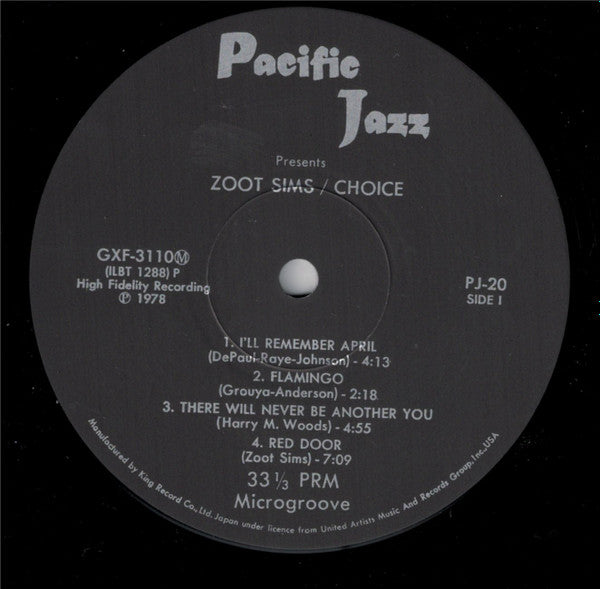 Zoot Sims - Choice (Vinyl, LP, Album, Limited Edition, Reissue, Mono) Very Good Plus (VG+) / Very Good Plus (VG+)