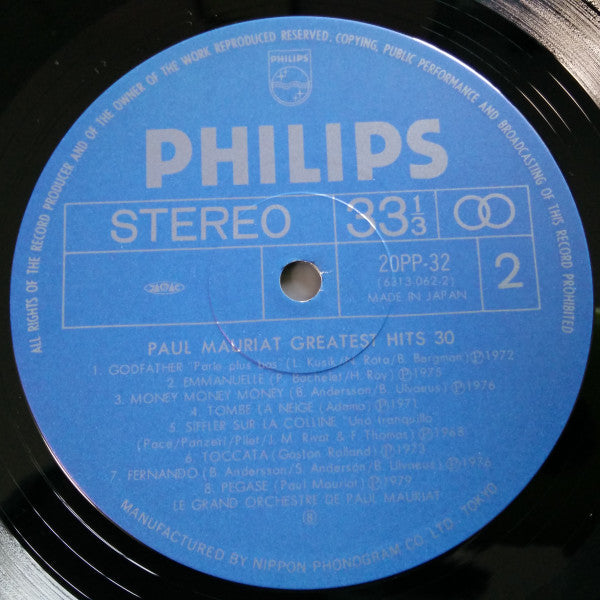 Paul Mauriat - Paul Mauriat Greatest Hits 30 (2xVinyl, LP, Compilation) Very Good (VG) / Very Good Plus (VG+)
