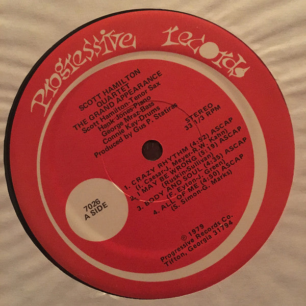 The Scott Hamilton Quartet - The Grand Appearance (Vinyl, LP, Album) Very Good Plus (VG+) / Very Good (VG)
