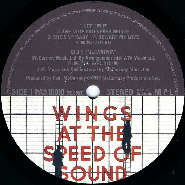 Wings (2) - Wings At The Speed Of Sound (Vinyl, LP, Album, Stereo)