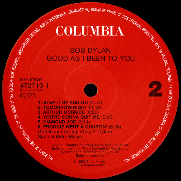 Bob Dylan - Good As I Been To You (Vinyl, LP, Album, Stereo)
