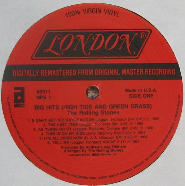 The Rolling Stones - Big Hits (High Tide And Green Grass) (Vinyl, LP, Compilation, Reissue, Remastered, Mono) Very Good (VG) / Very Good Plus (VG+)