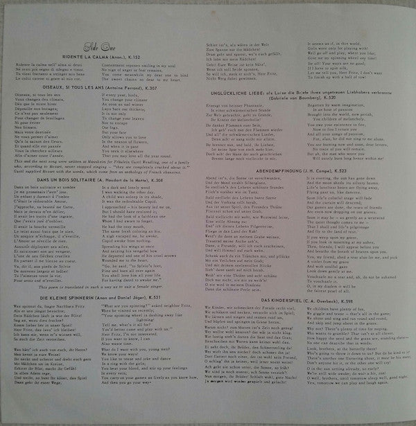 Wolfgang Amadeus Mozart - Mozart Song Recital (Vinyl, LP, Album, Reissue, Stereo) Very Good Plus (VG+) / Very Good Plus (VG+)
