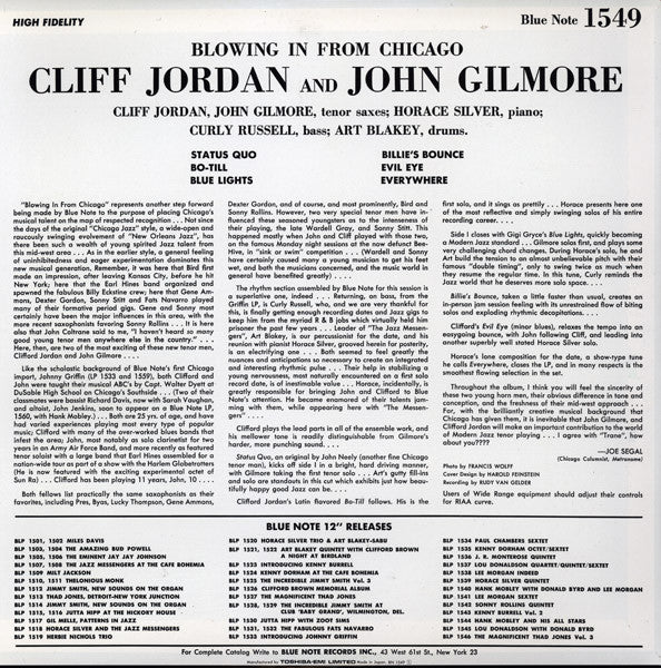 Clifford Jordan - Blowing In From Chicago (Vinyl, LP, Album, Mono, Reissue, Limited Edition) Near Mint (NM or M-) / Near Mint (NM or M-)