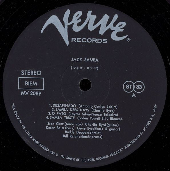 Stan Getz - Jazz Samba (Vinyl, LP, Album, Reissue, Stereo)