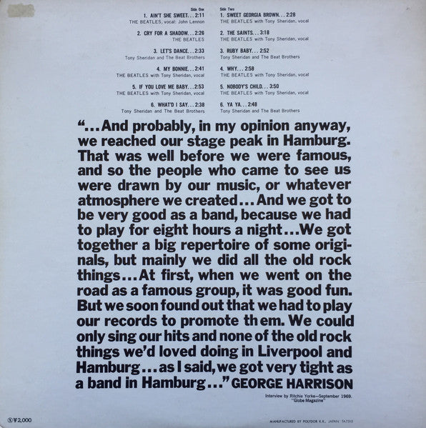 The Beatles - In The Beginning (1961) (Vinyl, LP, Compilation, Reissue) Near Mint (NM or M-) / Very Good Plus (VG+)
