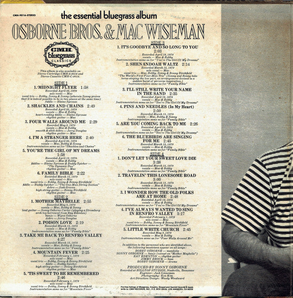 The Osborne Brothers - The Essential Bluegrass Album (2xVinyl, LP, Album, Compilation) Very Good (VG) / Very Good (VG)