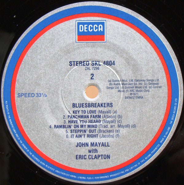 John Mayall - Blues Breakers (Vinyl, LP, Album, Reissue) Very Good Plus (VG+) / Very Good Plus (VG+)