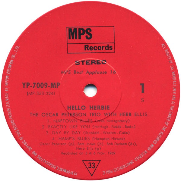 The Oscar Peterson Trio - Hello Herbie (Vinyl, LP, Album, Stereo) Very Good (VG) / Good Plus (G+)