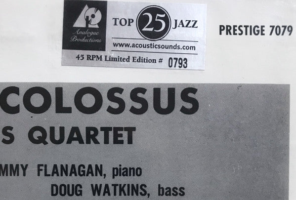 Sonny Rollins - Saxophone Colossus (2xVinyl, 12", 45 RPM, Album, Limited Edition, Numbered, Reissue, Remastered, Mono) Very Good (VG) / Very Good Plus (VG+)