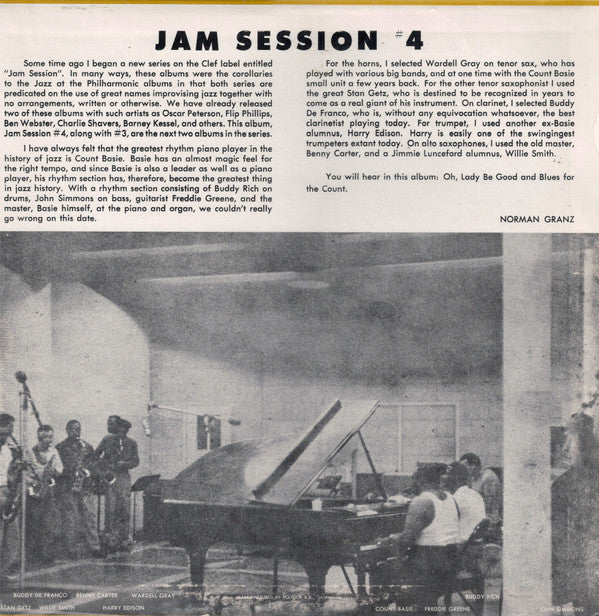 Various - Norman Granz' Jam Session #4 (Vinyl, LP, Album, Reissue, Mono) Very Good Plus (VG+) / Very Good Plus (VG+)