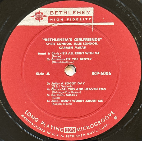 Chris Connor - Bethlehem's Girl Friends (Vinyl, LP, Compilation, Repress) Very Good Plus (VG+) / Good (G)