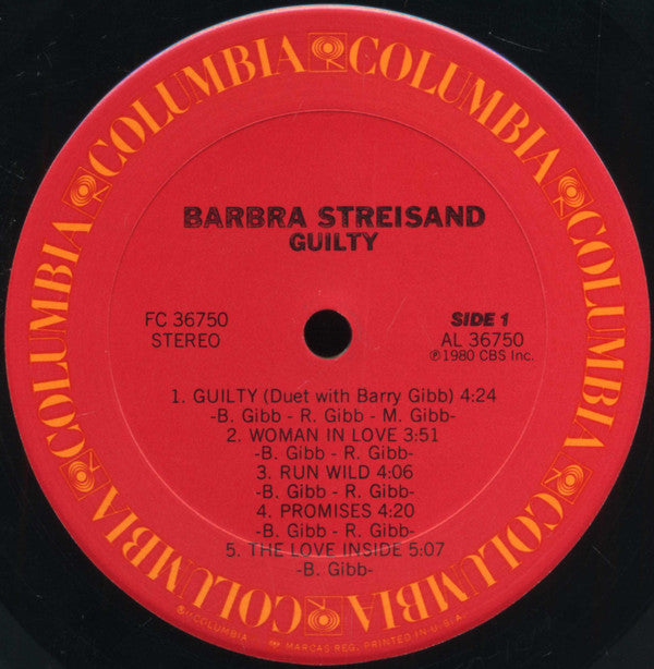 Barbra Streisand - Guilty (Vinyl, LP, Album, Stereo) Good Plus (G+) / Very Good (VG)