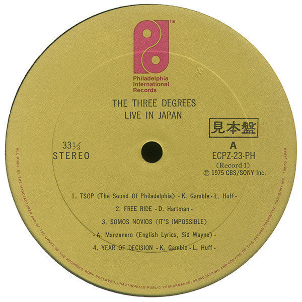 The Three Degrees - Live In Japan (2xVinyl, LP, Album, Promo) Very Good Plus (VG+) / Very Good (VG)