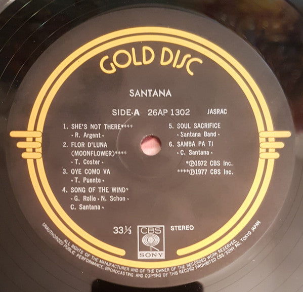 Santana - Gold Disc (Vinyl, LP, Compilation) Very Good Plus (VG+) / Good Plus (G+)