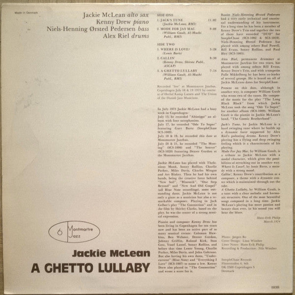 Jackie McLean - A Ghetto Lullaby (Vinyl, LP, Album, Stereo)