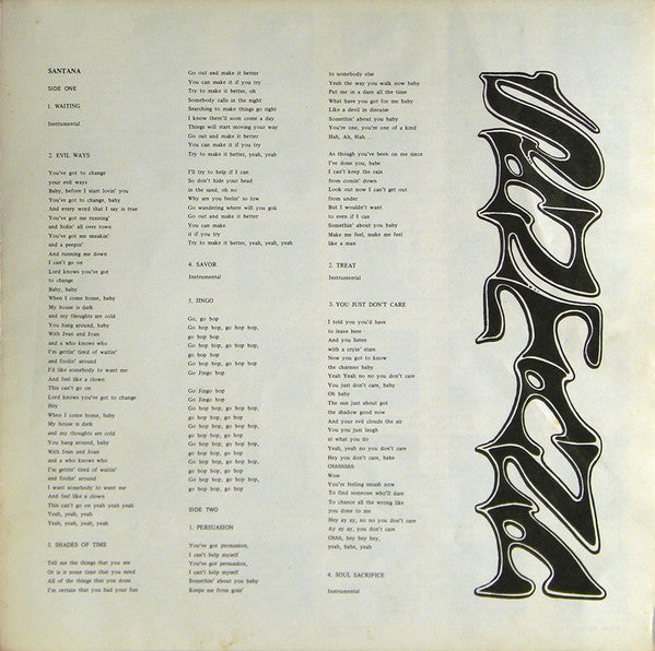 Santana - Santana = Santana (Vinyl, LP, Album, Stereo) Very Good (VG) / Very Good (VG)